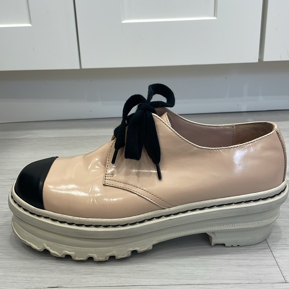 Marni Spring 2018 Nude/Blush and Black Leather Cap Toe Oxford Platforms Size 40 - Picture 13 of 16